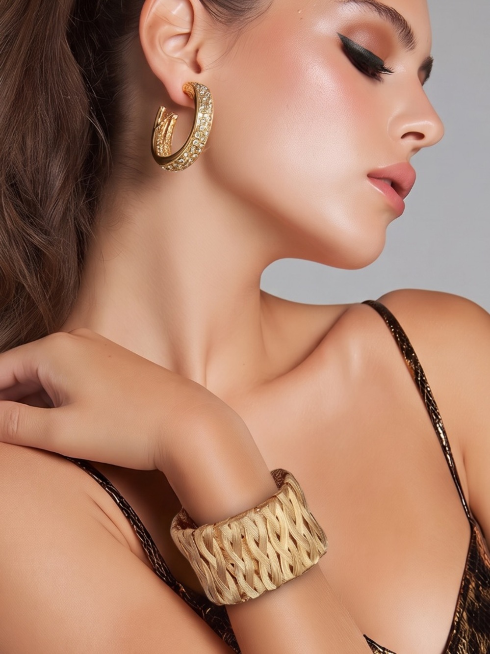 - Metal Braided Cuff Bangle Bracelet.